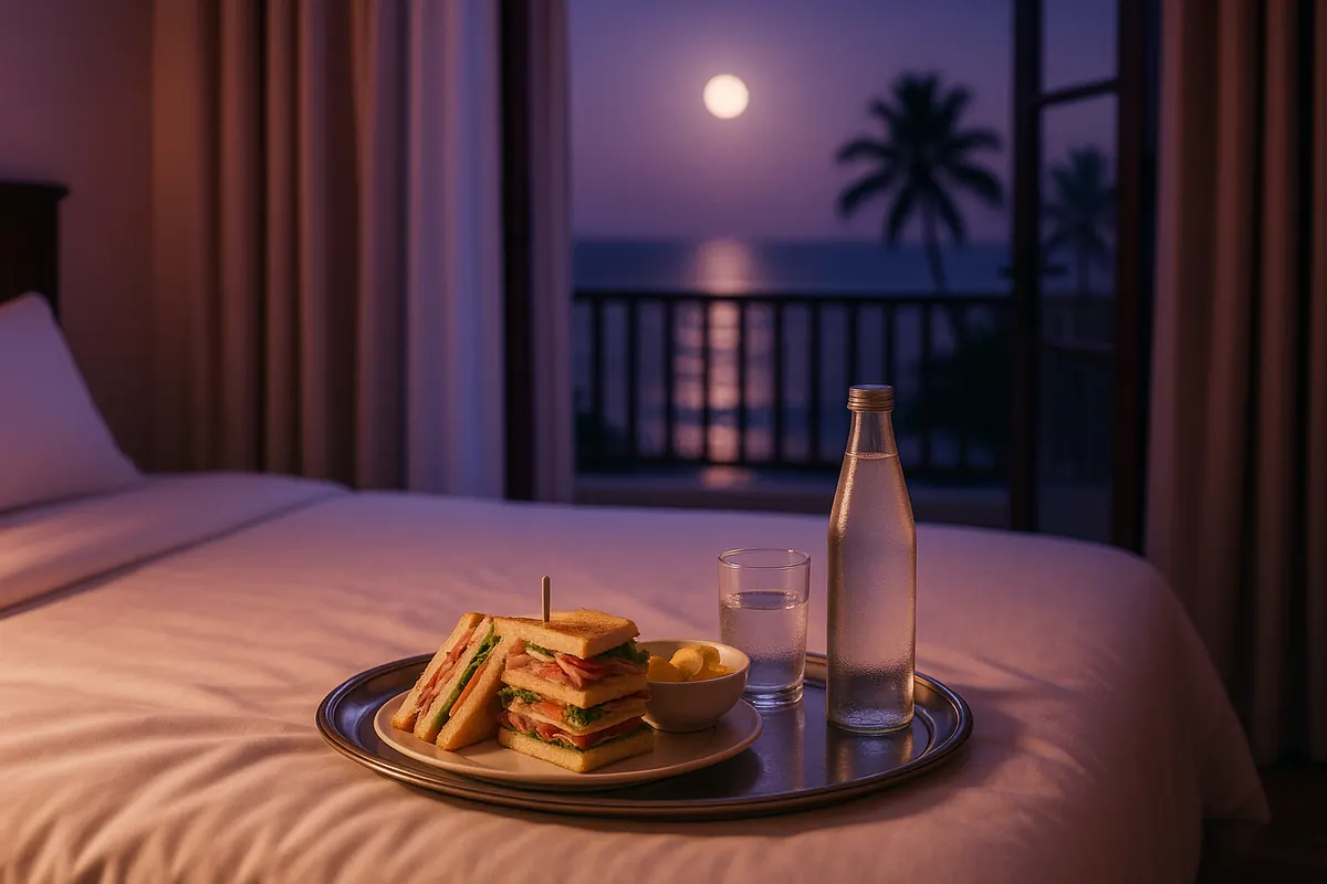 Late-night room service at a beachfront resort