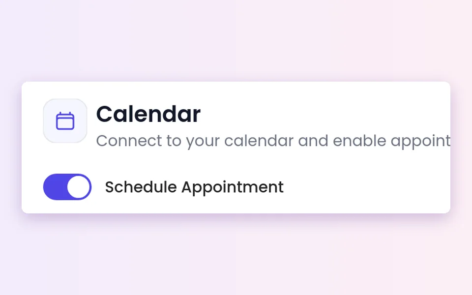The Schedule Appointment toggle in the agent's Calendar dialog