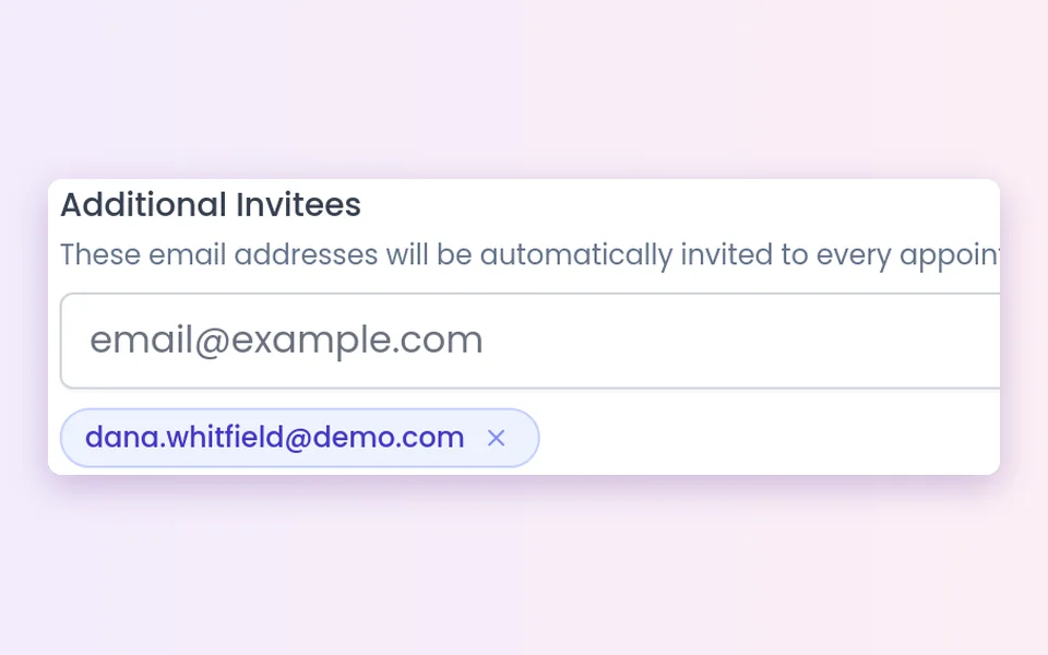Additional Invitees field with a teammate's email added
