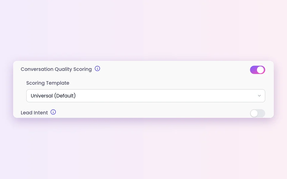 The Lead Intent switch in Advanced Settings, off by default