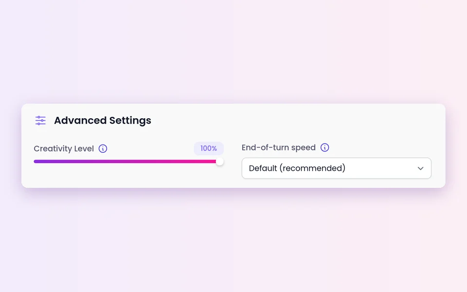 End-of-turn speed set to Default (recommended) in Advanced Settings
