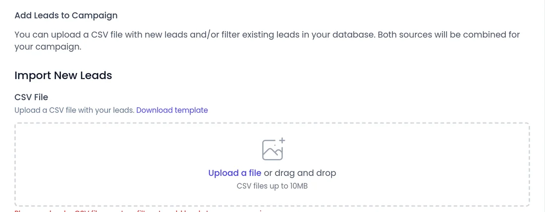 Add Leads to Campaign in SalesCloser: Import New Leads with a CSV File upload and Download template