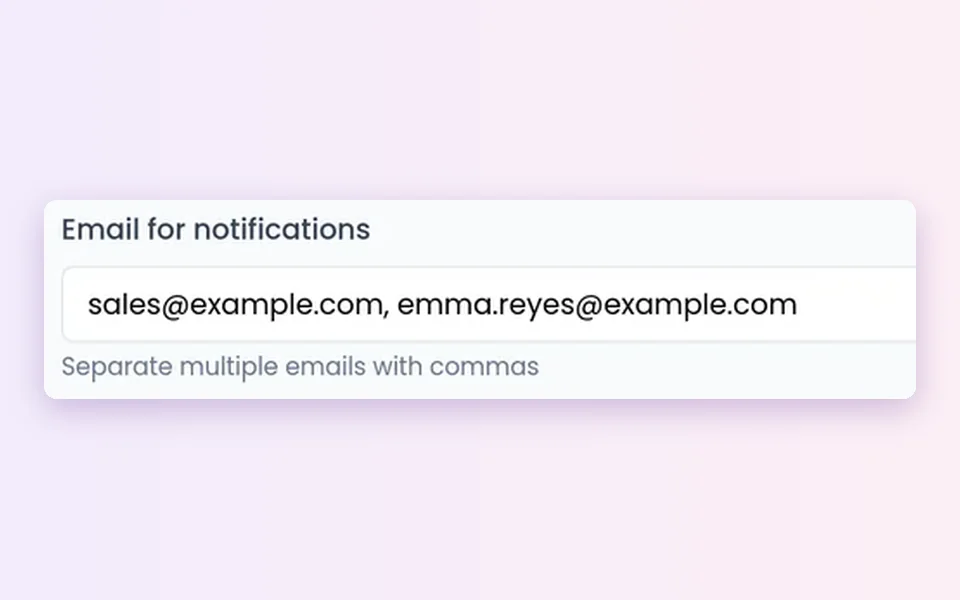 Email for notifications field