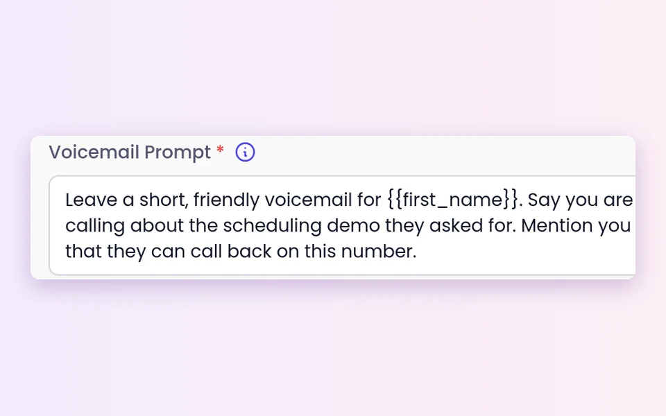 A Voicemail Prompt using {{first_name}}