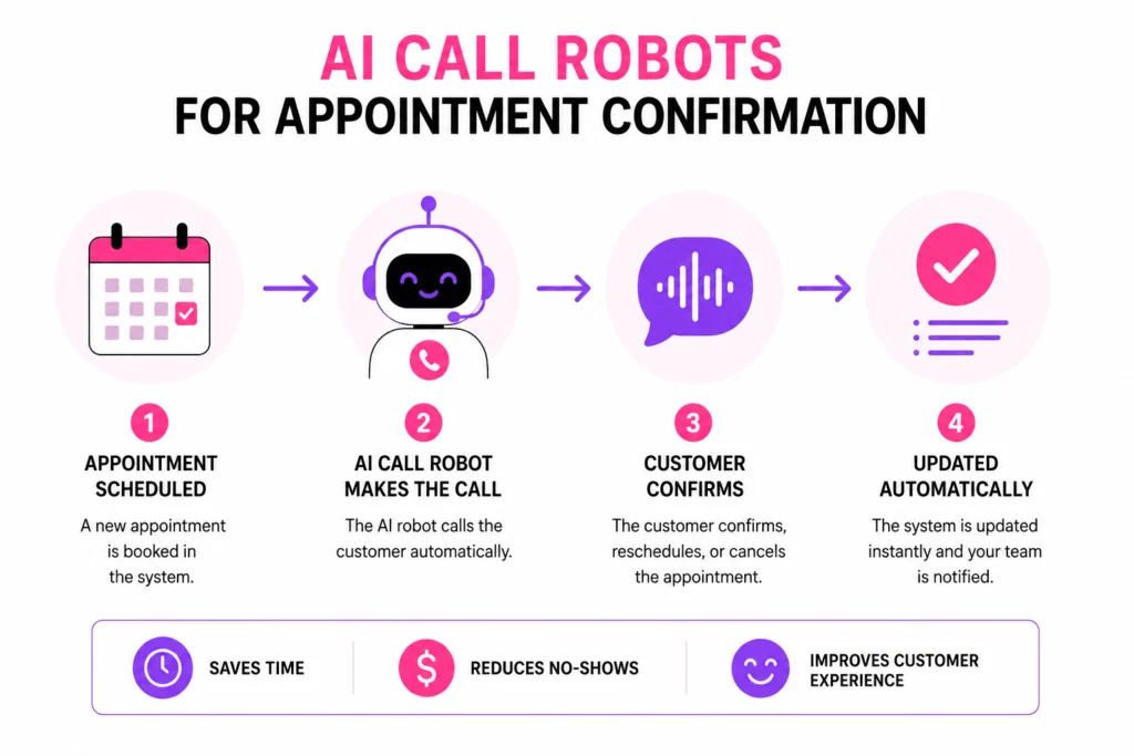 AI Call Robots for Appointment Confirmation - Stop No-Shows: AI Call Robots for Appointment Confirmation AI Call Robots for Appointment Confirmation - Stop No-Shows: AI Call Robots for Appointment Confirmation