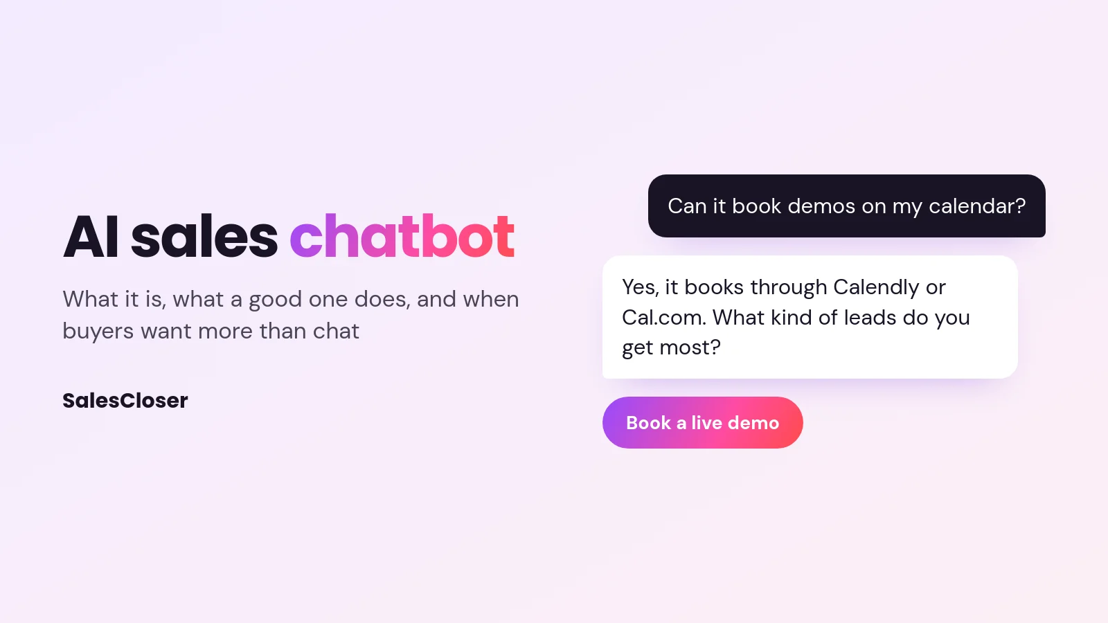 ai sales chatbot - Best AI Sales Chatbots in 2026: 9 Tools Compared by Sales Job AI sales chatbot: a website chat that answers a question and offers to book a live demo