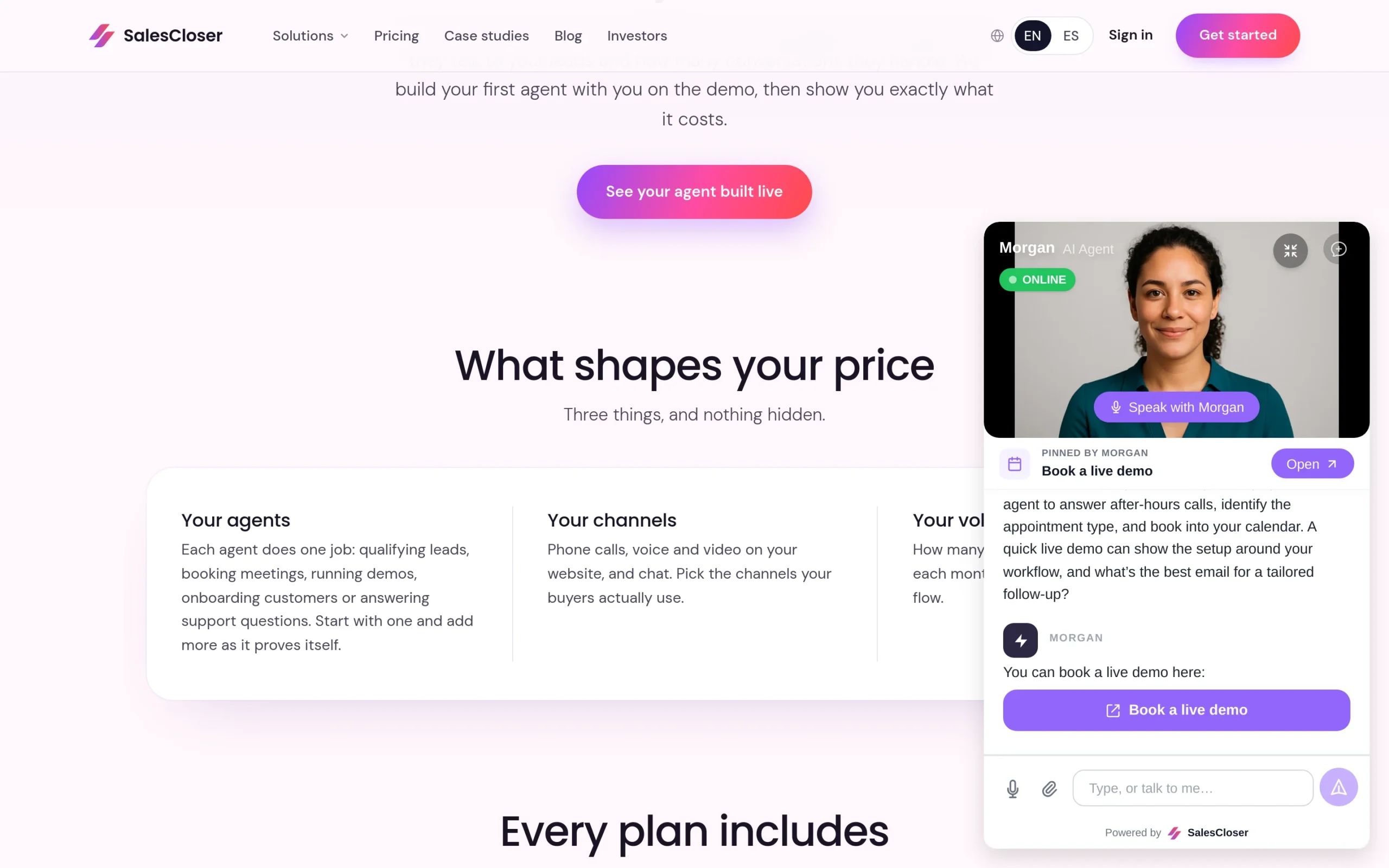 ai chat widget with voice - AI Chat Widget With Voice and Video: One Embed, Three Ways to Talk Screenshot: A live avatar agent in the widget, with a pinned link at the top and a link button the agent shared in the chat.